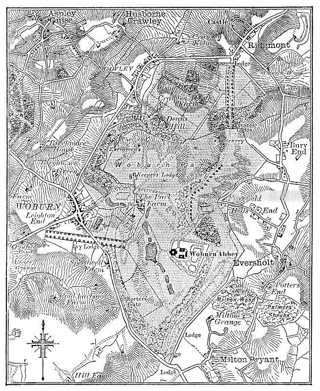 英国沃本的古董地图- 19世纪